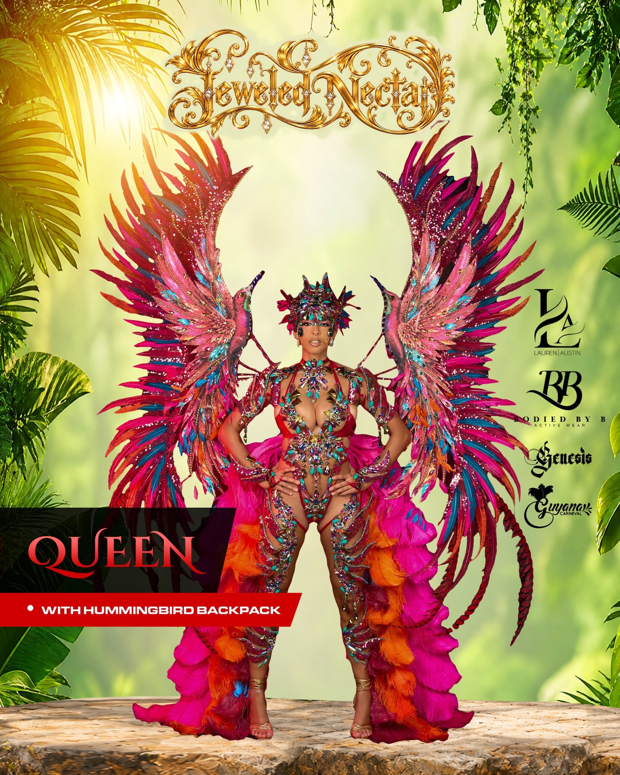 Jeweled Nectar Queen with hummingbird backpack