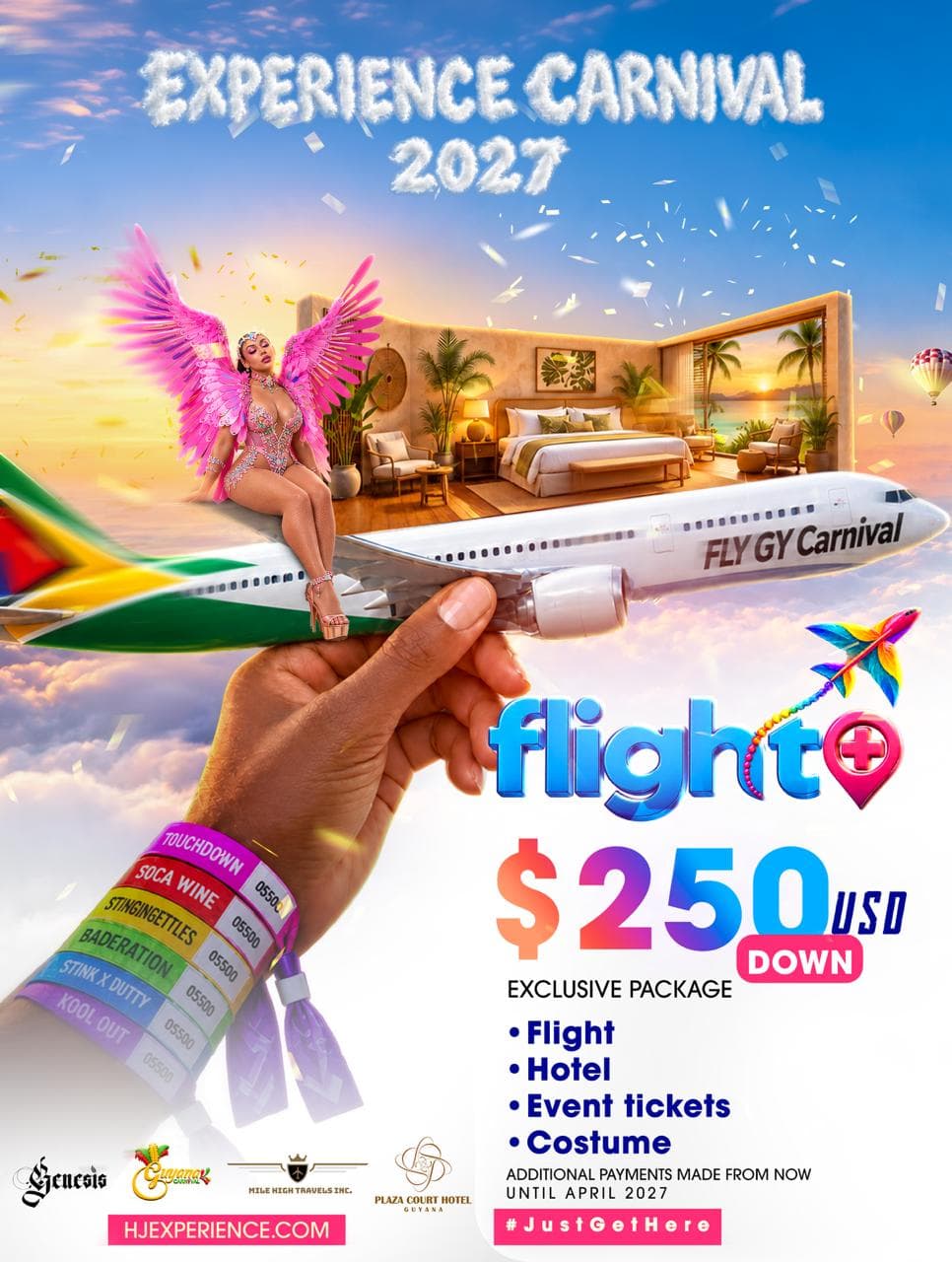 Flight+ flyer: exclusive package with flight, hotel, event tickets, and costume, US$250 down